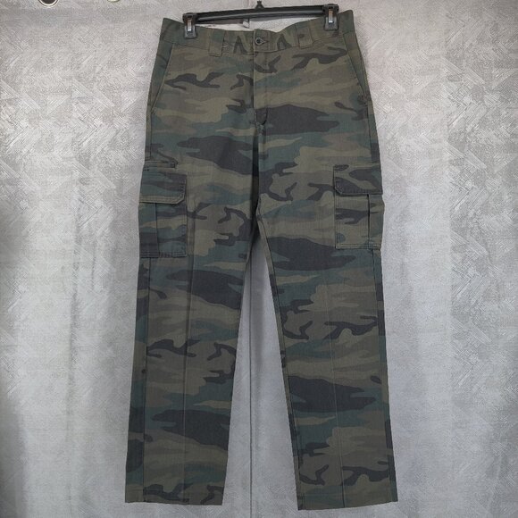 Dickies Pants Mens 34x32 Green Camo Slim Straight FLEX Cargo Workwear WP594HRC - Picture 1 of 10